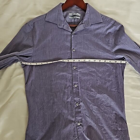DKNY Men's Slim Fit Long Sleeves Button-Down Cotton Shirt Lavender 15- 32/33 - Picture 10 of 16